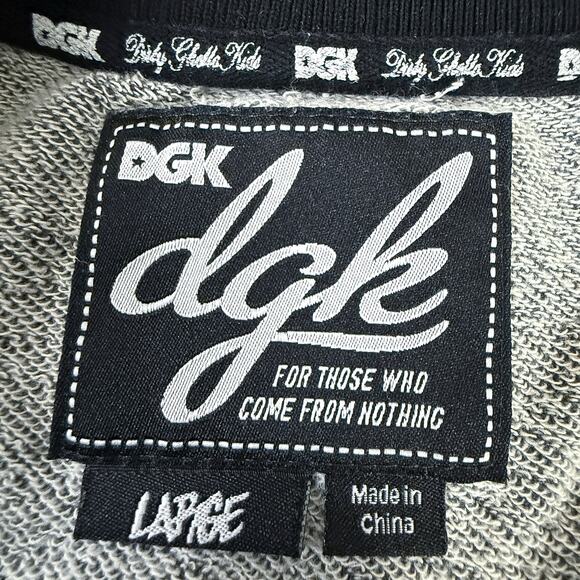 DGK Varsity Jacket Gray Black Red Large Logo Patch Snap Front Streetwear - Picture 5 of 9